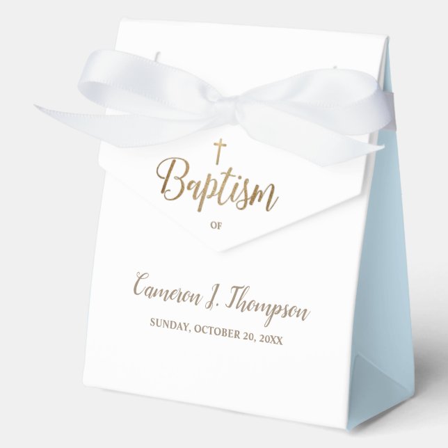 Ballotins Gold Cross Thank You White Blue Baptism  (Recto)