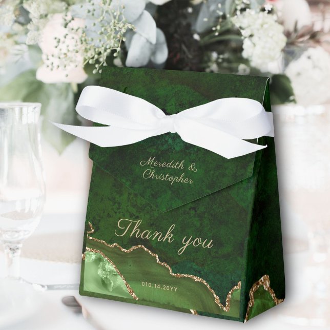 Ballotins Gold Emerald Green Agate Mariage Favor Boxes (Créateur téléchargé)