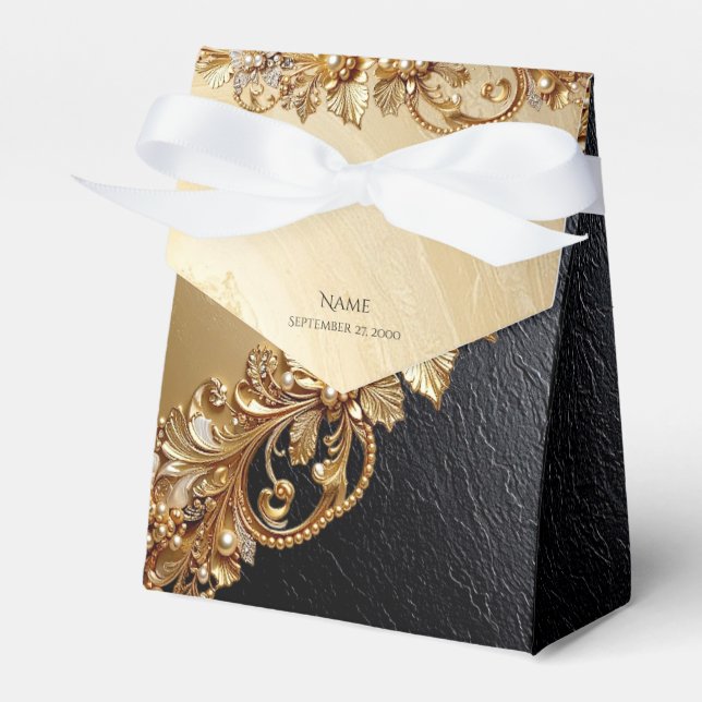 Ballotins Gold Floral Embellishments Favor Box (Verso)