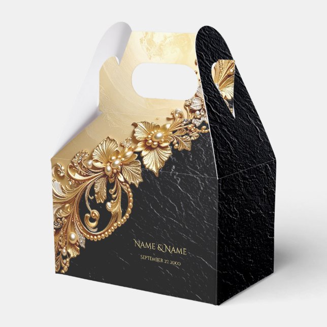 Ballotins Gold Floral Embellishments Favor Box (Verso)