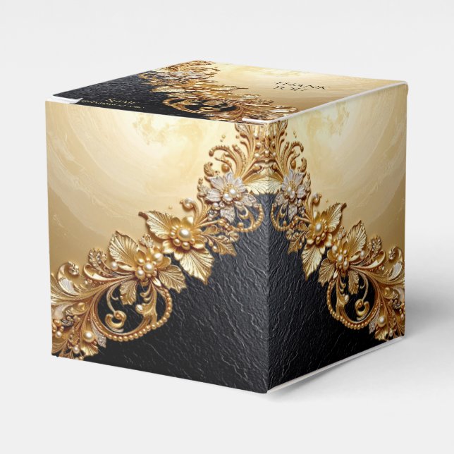 Ballotins Gold Floral Embellishments Favor Box (Verso)