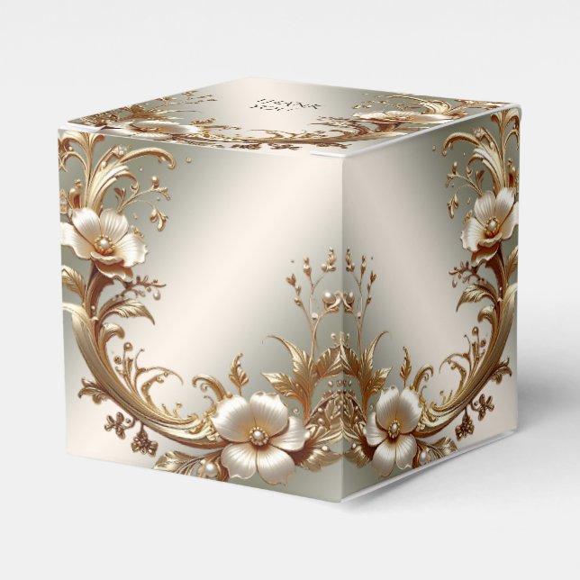 Ballotins Gold Floral Favor Box (Verso)