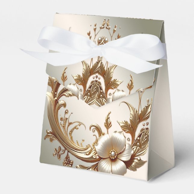 Ballotins Gold Floral Favor Box (Verso)