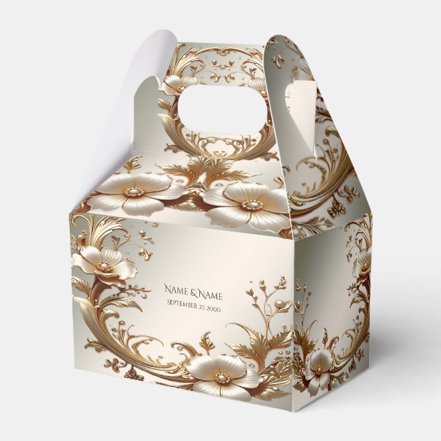 Ballotins Gold Floral Favor Box (Verso)