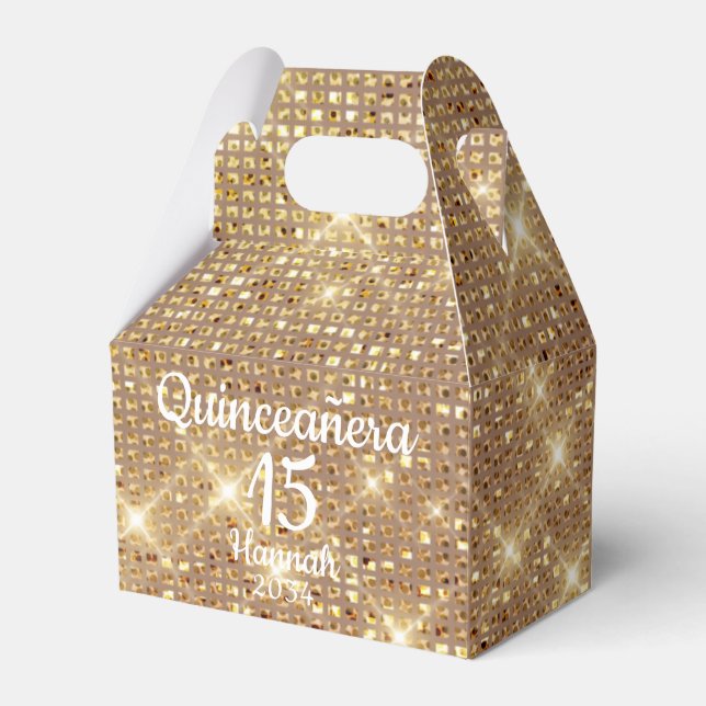 Ballotins Gold Quinceañera fille 15e anniversaire Merci (Verso)