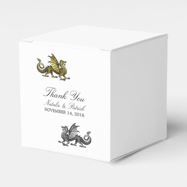 Ballotins Gold Silver Dragon Wedding Favor Boxes (Verso)