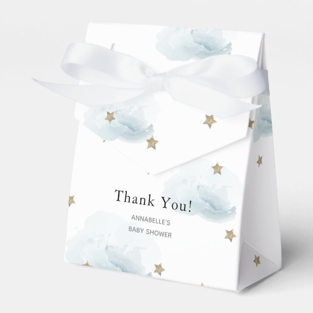 Ballotins Gold Stars & Clouds Baby shower boîte cadeau (Verso)