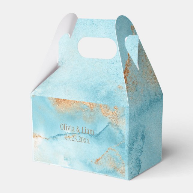 Ballotins Gold Turquoise Nom Abstrait Mariage moderne (Verso)