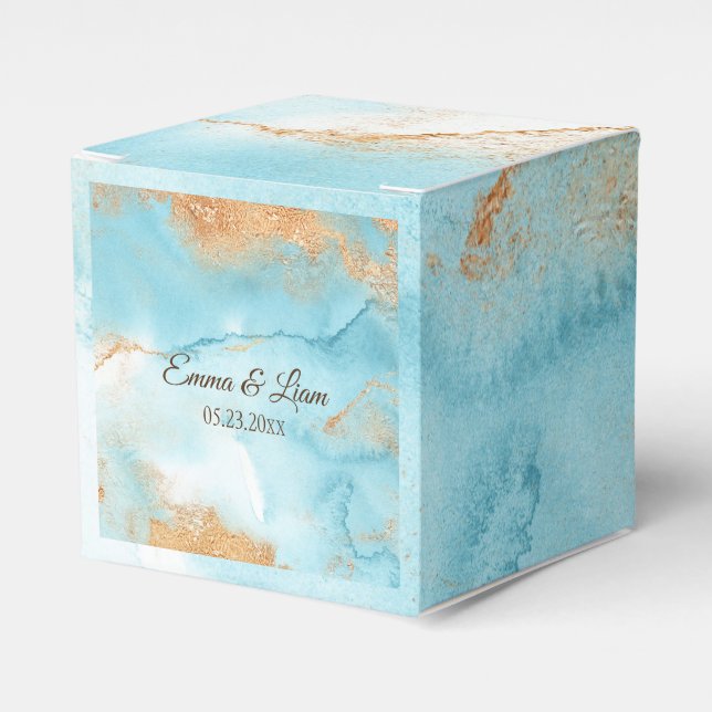 Ballotins Gold Turquoise Nom Abstrait Script Modern Mariage (Verso)