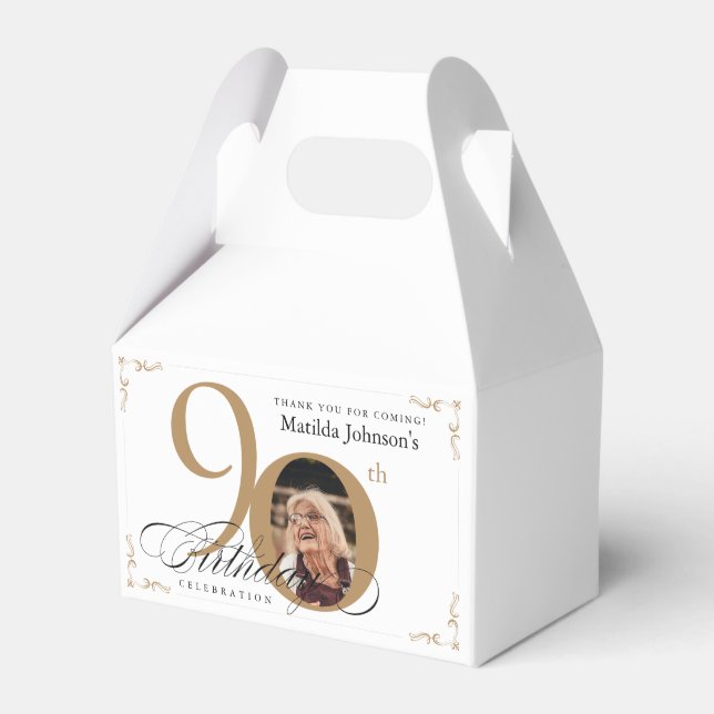 Ballotins Gold White Calligraphy Photo Elégant 90e anniversa (Verso)