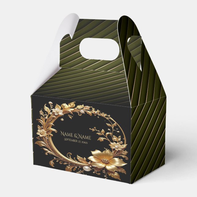 Ballotins Golden Floral Ornate Frame Favor Box (Verso)