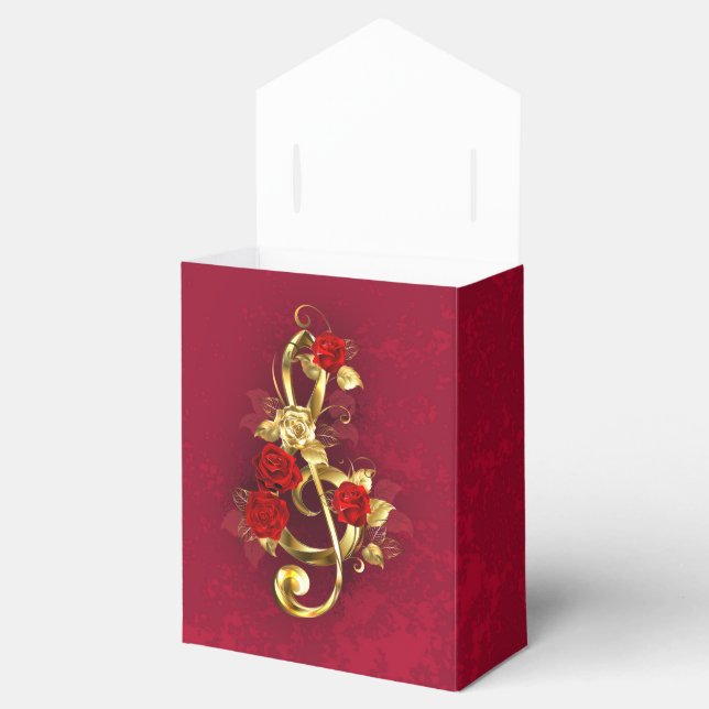 Ballotins Golden Treble Clef avec fleurs Roses (Ouvert)