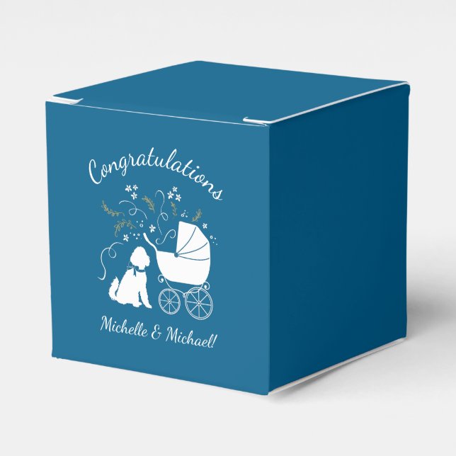 Ballotins Goldendoodle Chien Baby shower Garçon bleu (Verso)