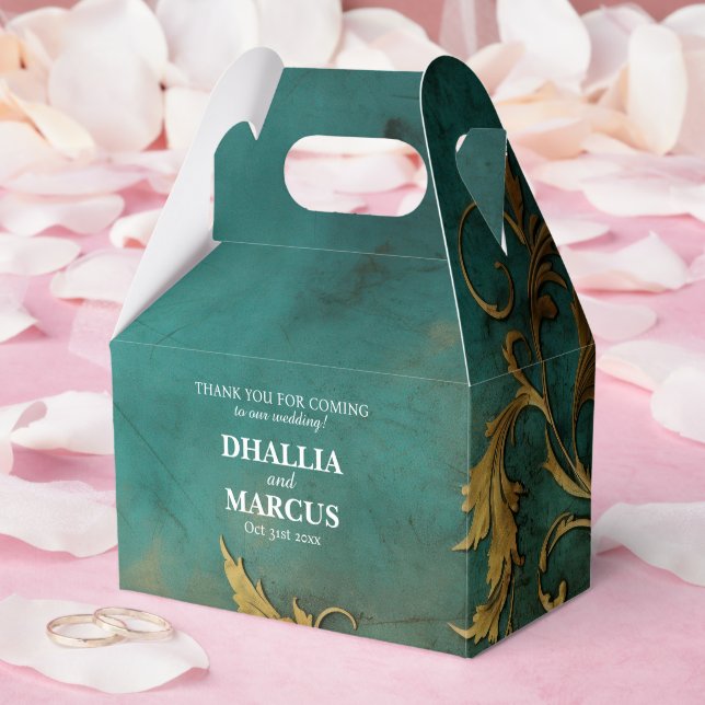 Ballotins Goth Floral Turquoise Et Or (Mariage)