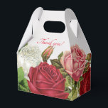 Ballotins Grand Boîte de Roses pour la Fête de Remerciement<br><div class="desc">Boîte de faveur de fête de roses vintage pour l'anniversaire d'une femme, un anniversaire de mariage ou un événement de mariage. De belles grandes roses rouges, roses et blanches couvrent les côtés de cette boîte de faveur avec une poignée. Incluez le texte "merci" sur le devant en rouge, ou changez-le....</div>