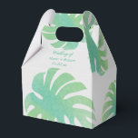 Ballotins Grandes feuilles de Monstera, verdure, botanique,<br><div class="desc">Boîte de faveur pour mariage - bonbons/cadeaux pour invités,  thème Hawaï,  art original dessiné à la main tropical</div>