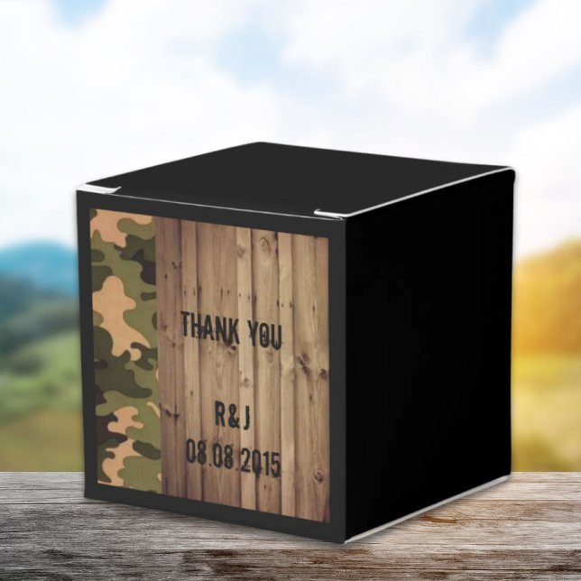 Ballotins grange rustique bois pays ouest Camo Mariage (rustic barn wood western country Camo Wedding Favor Boxes)
