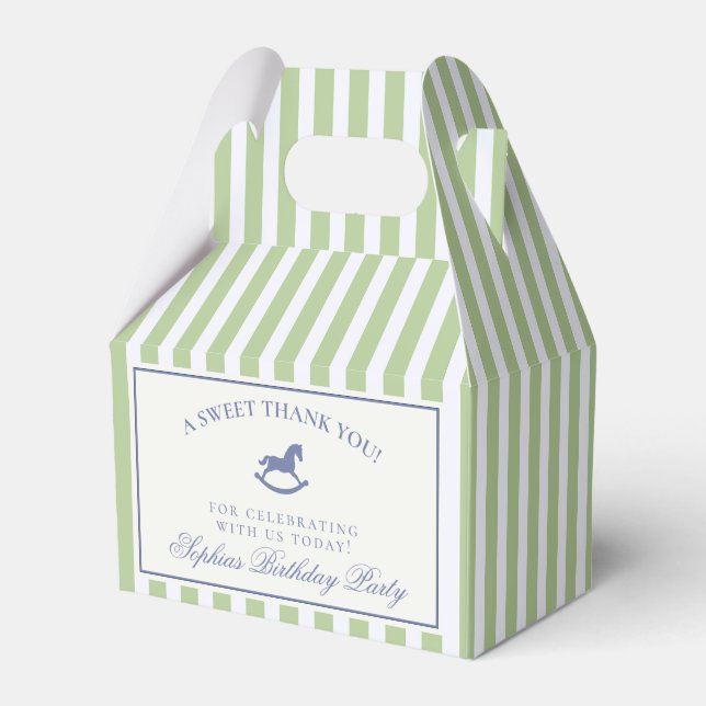 Ballotins Green Coquette Rocking Horse Birthday Favor Box (Verso)