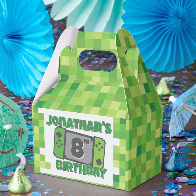 Ballotins Green Pixel Birthday Favor Box (Fête)