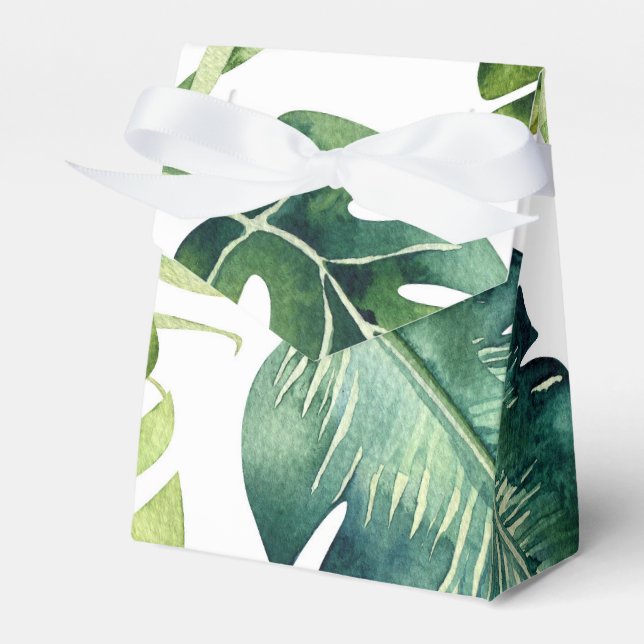 Ballotins Green Tropical Feuilles Blanc Elégant Mariage Fave (Verso)