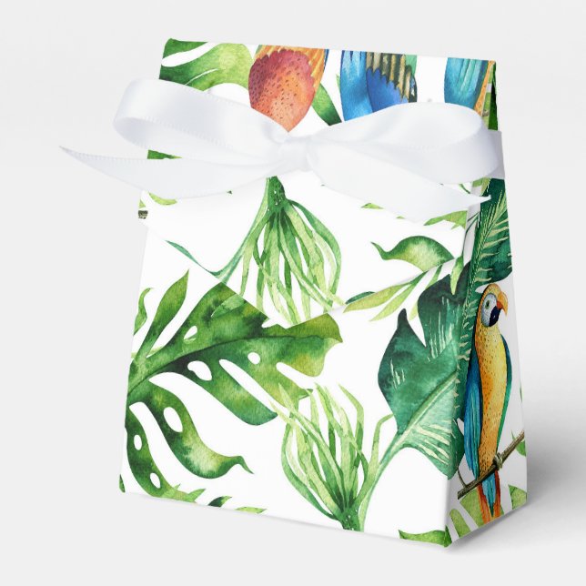Ballotins Green Tropical Feuilles & Oiseaux Mariage Faveur (Verso)