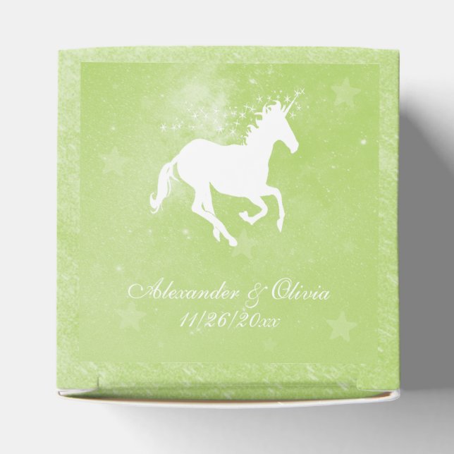 Ballotins Green Unicorn Wedding Favor Box (Haut)