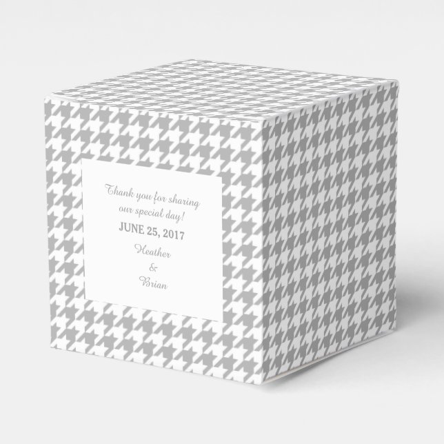 Ballotins Grey Houndstooth Boîte de Faveur de mariage (Verso)