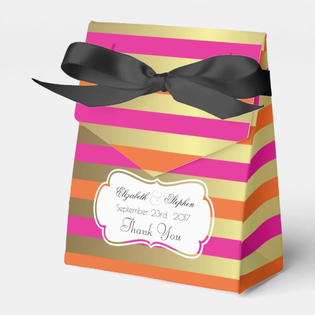 Ballotins Grilles métalliques rose et or Mariage Merci (Verso)