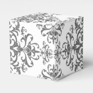 Ballotins Gris élégant et blanc floral style vintage damas
