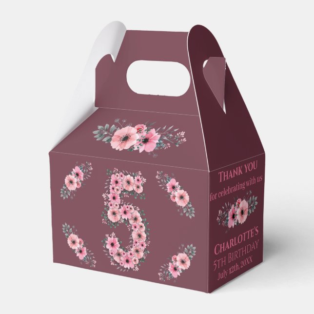 Ballotins Gros 5e anniversaire Fleurs roses Fille Foliage ve (Verso)