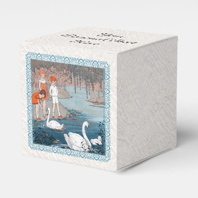 Ballotins Groupe d'enfants nourrissant des cygnes au cadre b (Verso)