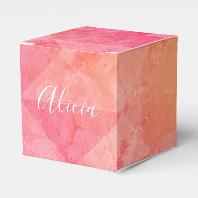 Ballotins Grunge rose orange aquarelle nom personnalisé text (Verso)