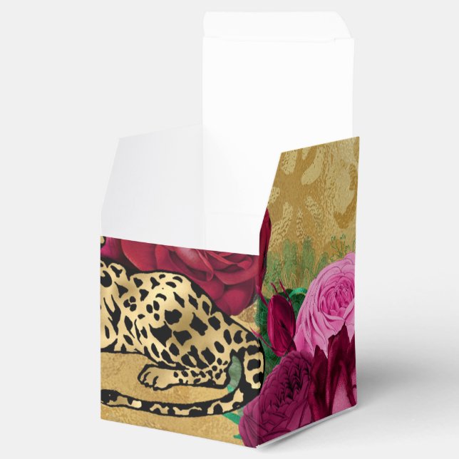 Ballotins Guépard Léopard Rose Rouge Floral Fleur Motif (Ouvert)