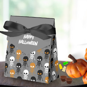 Ballotins Halloween blanc noir orange squelette Motif gris