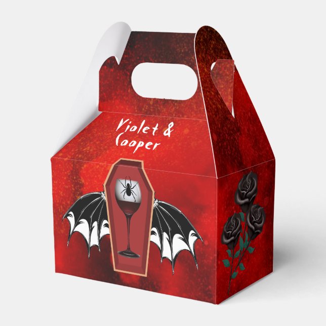 Ballotins Halloween Coffin et Bat Wings Rouge Noir Mariage (Verso)