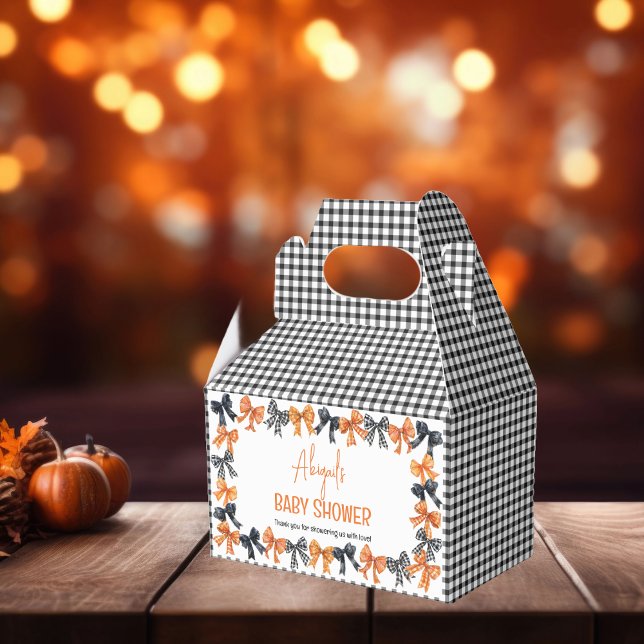 Ballotins Halloween Coquette Black | Baby shower Orange Bows (Halloween Coquette Black and Orange Bows Baby Shower Favor Box)