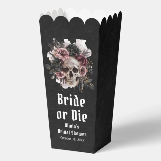 Ballotins Halloween Fleur Skull Bride or Die Bridal Shower (Recto)