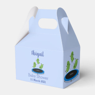 Ballotins Haricots verts mignons sur dessin animé trampoline