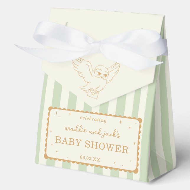 Ballotins Harry Potter Hedwig Green Stripe Baby Shower (Recto)