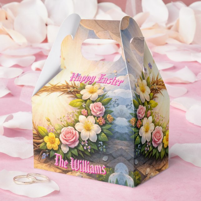Ballotins He Is Risen Religious Floral Crown Personalized (Mariage)