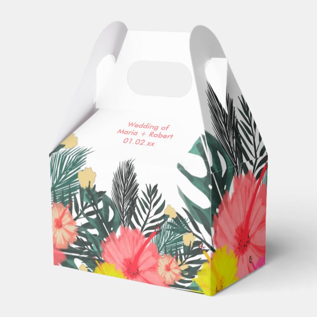 Ballotins Hibiscus Hawaï Tropical Dessiné à la Main Mariage  (Verso)