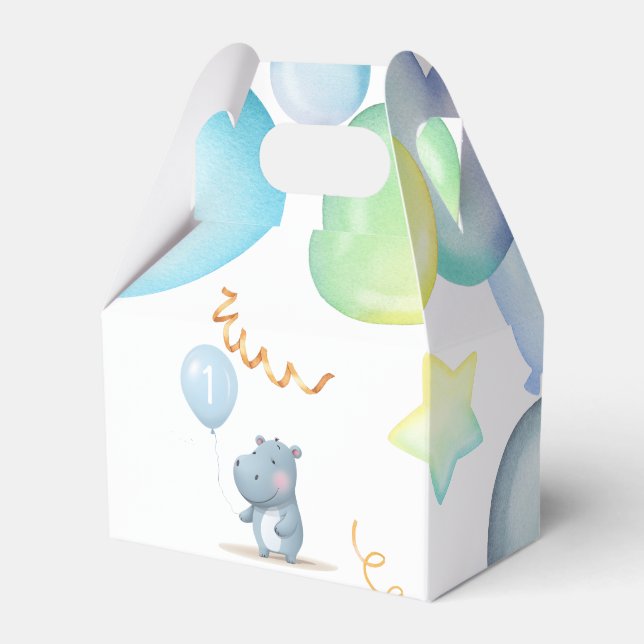 Ballotins Hippo Anniversaire bleu doux simple (Verso)