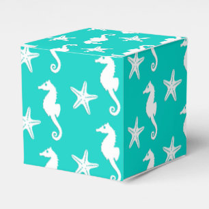 Ballotins Hippocampe et étoiles de mer - blanc sur la