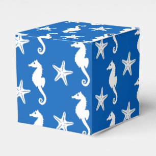 Ballotins Hippocampe et étoiles de mer - blanc sur le bleu