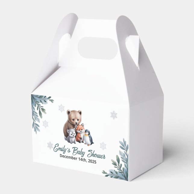 Ballotins Hiver Baby shower des animaux de bois Ballotin (Verso)