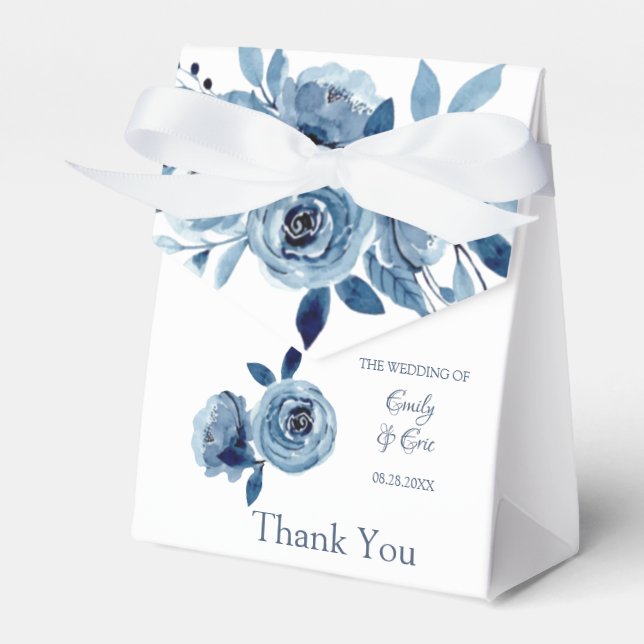 Ballotins Hiver Dusty Blue Peony Mariage Favor Box (Verso)