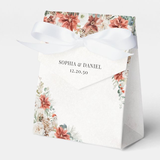 Ballotins Hiver Rouge verdure Pinecone Mariage Favor Box (Verso)