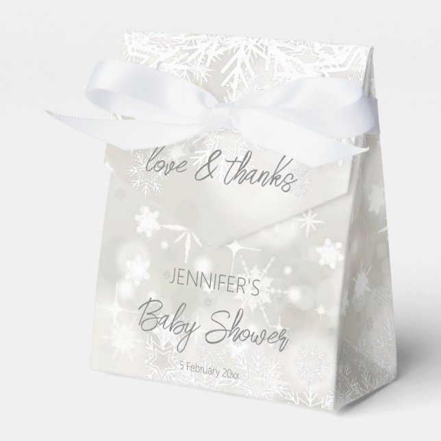 Ballotins Hiver teintes pastel neige baby shower merci (Verso)