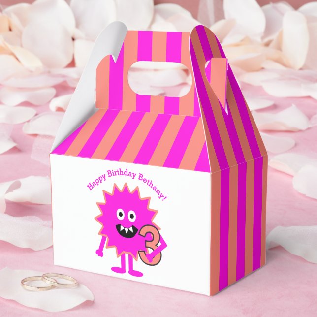 Ballotins Hot Pink Stripes Petit Monster Girl 3e anniversair (Mariage)