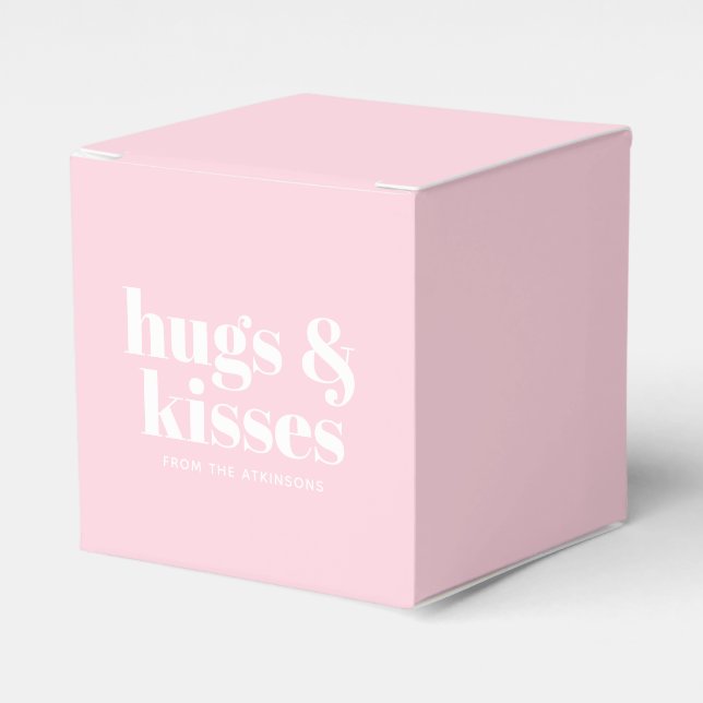 Ballotins Hugs & Bisses rose blanc moderne typographie perso (Verso)